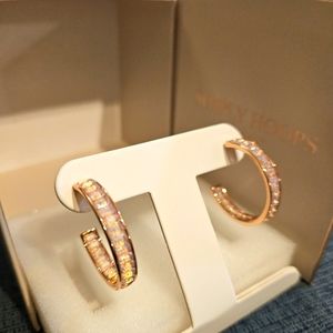 NWT BP White Opal Rose Gold hoops